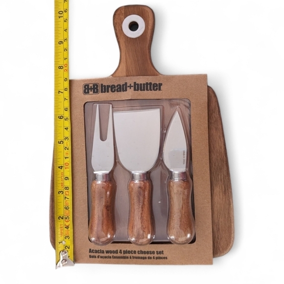 Brand New Bread and Butter Set Cutting Board and 3 Utensils - Picture 3 of 4